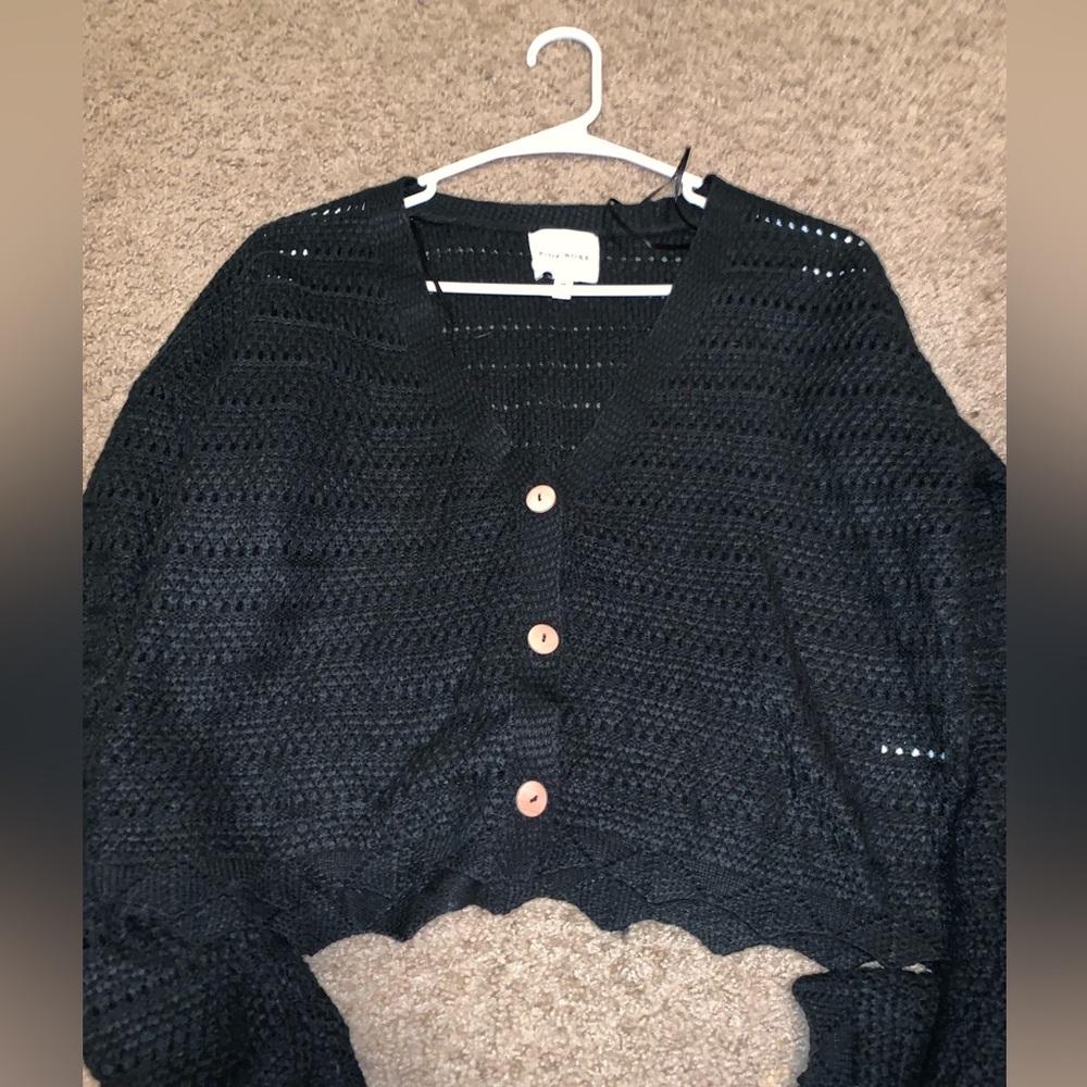 Pink rose button up sweater